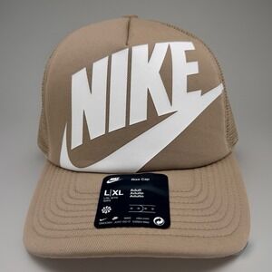 Nike Rise Cap Foam Snapback Trucker Hat Mesh Unisex Adult Size L / XL Beige